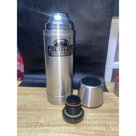 Greatland Stainless Steel Vintage Vacuum Bottle Handle Camping Coffee Taiwan - Picture 5 of 9